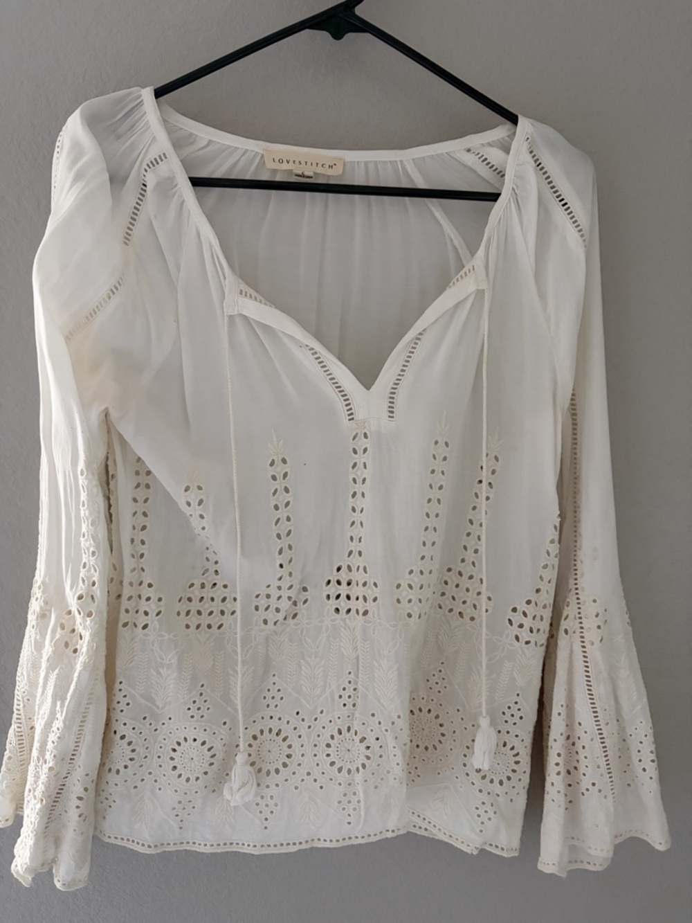 lovestitch Ivory Eyelet Boho Peasant Tunic
